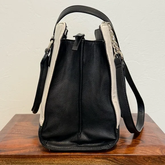 Nine West Structured Satchel / Shoulder Bag Cream & Black - Picture 5 of 14